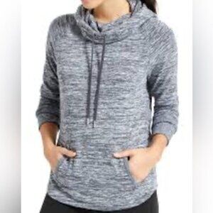 Athleta Techie Pullover Cowl Neck Sweatshirt Hoodie Heathered Gray XS